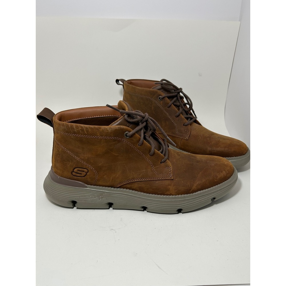 Skechers GoWalk Arch Fit Men 10 Brown Leather Chukka Boots 204903 CDB Cocoa